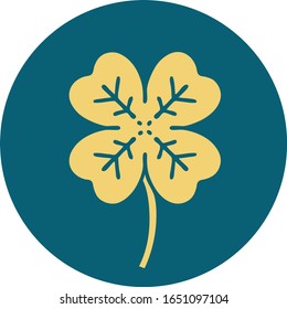 iconic tattoo style image of a 4 leaf clover