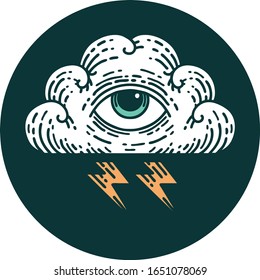 iconic tattoo style image of an all seeing eye cloud