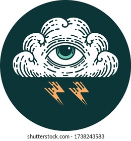 iconic tattoo style image of an all seeing eye cloud