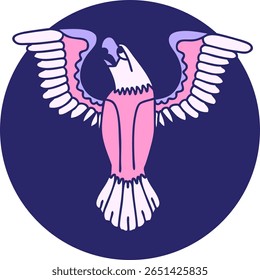iconic tattoo style image of an american eagle in bright neon color