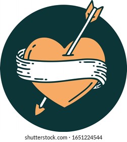 ikonisches Tätowierungsbild eines Pfeilers und Banners