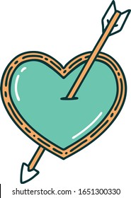 iconic tattoo style image of an arrow and heart