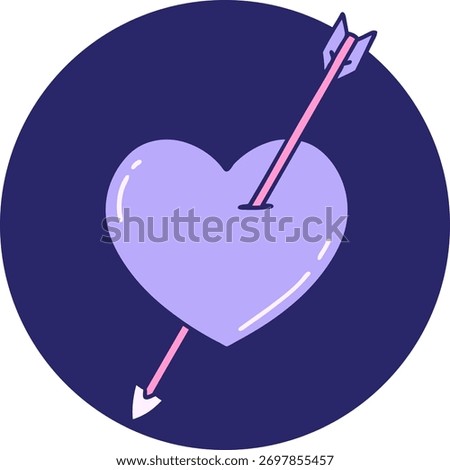 iconic tattoo style image of an arrow and heart in bright neon color