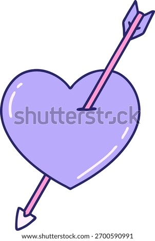 iconic tattoo style image of an arrow and heart in bright neon color