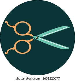 iconic tattoo style image of barber scissors