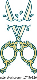 iconic tattoo style image of barber scissors