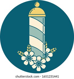 iconic tattoo style image of a barbers pole