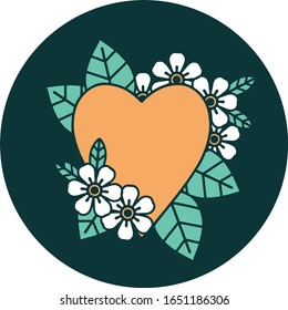 ikonisches Tätowierungsbild eines botanischen Herzens