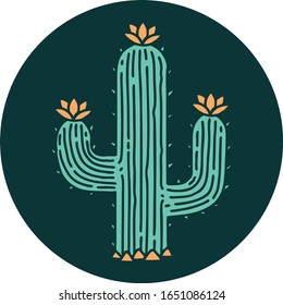 iconic tattoo style image of a cactus