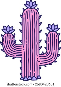 icônica tatuagem estilo imagem de um cacto em cor neon brilhante