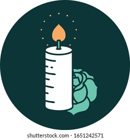 iconic tattoo style image of a candle and a rose