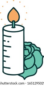 iconic tattoo style image of a candle and a rose