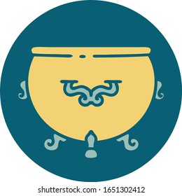 iconic tattoo style image of a cauldron
