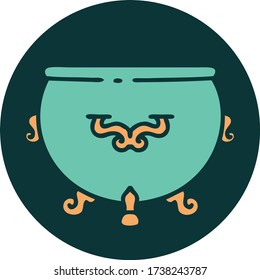 iconic tattoo style image of a cauldron