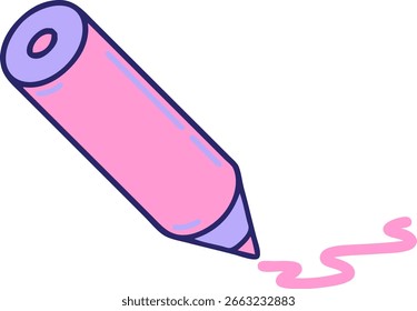iconic tattoo style image of a coloring pencil in bright neon color