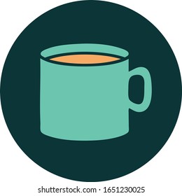 imagen de una taza de café al estilo tatuaje icónico