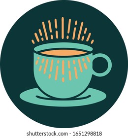 iconic tattoo style image of cup of coffee