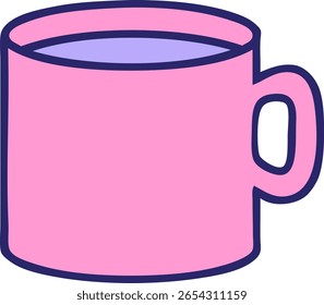 Imagen icónica del estilo del tatuaje de la taza de café en color neón brillante