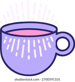 icônica tatuagem estilo imagem de xícara de café em cor neon brilhante