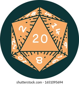 iconic tattoo style image of a d20 dice