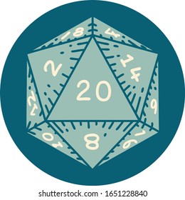 iconic tattoo style image of a d20 dice