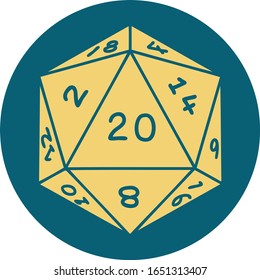 iconic tattoo style image of a d20 dice