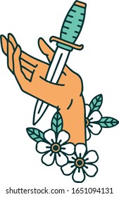 iconic tattoo style image of a dagger in the hand