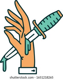 imagen icónica al estilo tatuaje de una daga en la mano