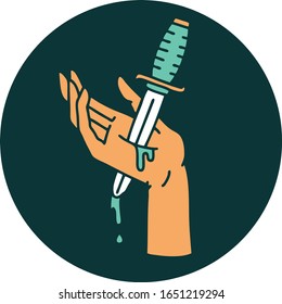 iconic tattoo style image of a dagger in the hand