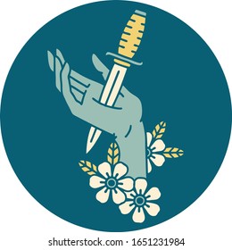 iconic tattoo style image of a dagger in the hand