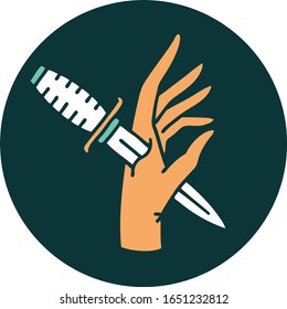 iconic tattoo style image of a dagger in the hand