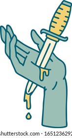 ikonisches Tätowierungsbild eines Daggers in der Hand