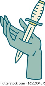 iconic tattoo style image of a dagger in the hand