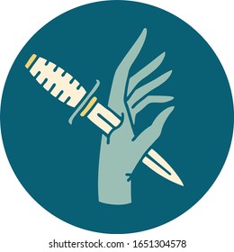 iconic tattoo style image of a dagger in the hand