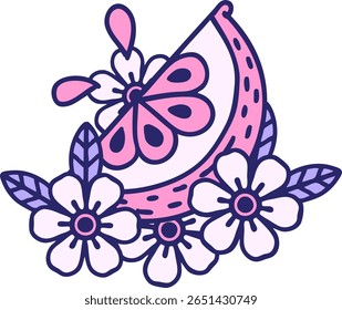 icônica tatuagem estilo imagem de um limão decorativo em cor neon brilhante