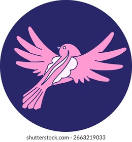 iconic tattoo style image of a flying bird in bright neon color