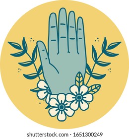 iconic tattoo style image of a hand and flower