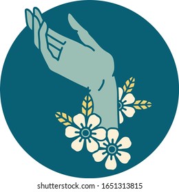 imagen icónica de una mano al estilo tatuaje