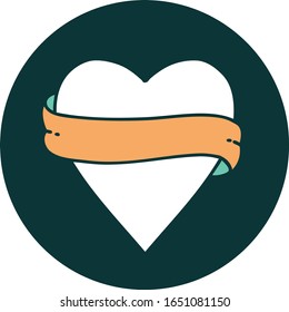 iconic tattoo style image of a heart and banner