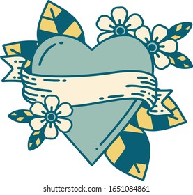 iconic tattoo style image of a heart and banner