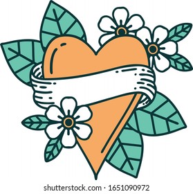 iconic tattoo style image of a heart and banner
