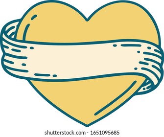 iconic tattoo style image of a heart and banner