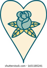 iconic tattoo style image of a heart and flowers