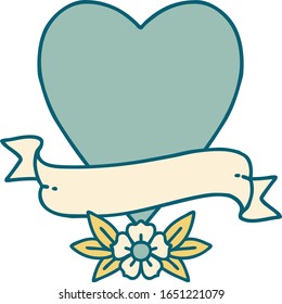 iconic tattoo style image of a heart and banner