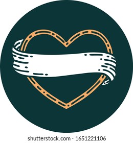 iconic tattoo style image of a heart and banner