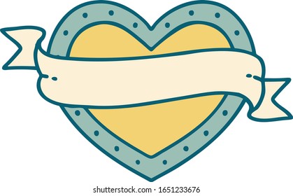 iconic tattoo style image of a heart and banner