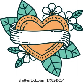 iconic tattoo style image of a heart and banner