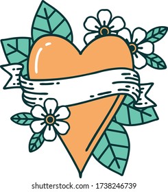iconic tattoo style image of a heart and banner