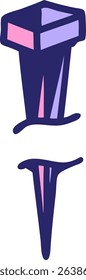 iconic tattoo style image of iron nail in bright neon colors