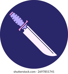 Imagen icónica del estilo del tatuaje de un cuchillo en color neón brillante